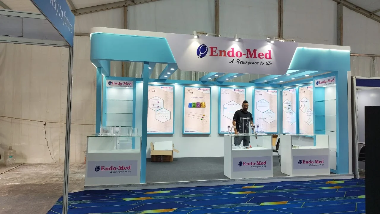 Modular exhibition stall designed and fabricated by ADMUG Studio for Endo-Med