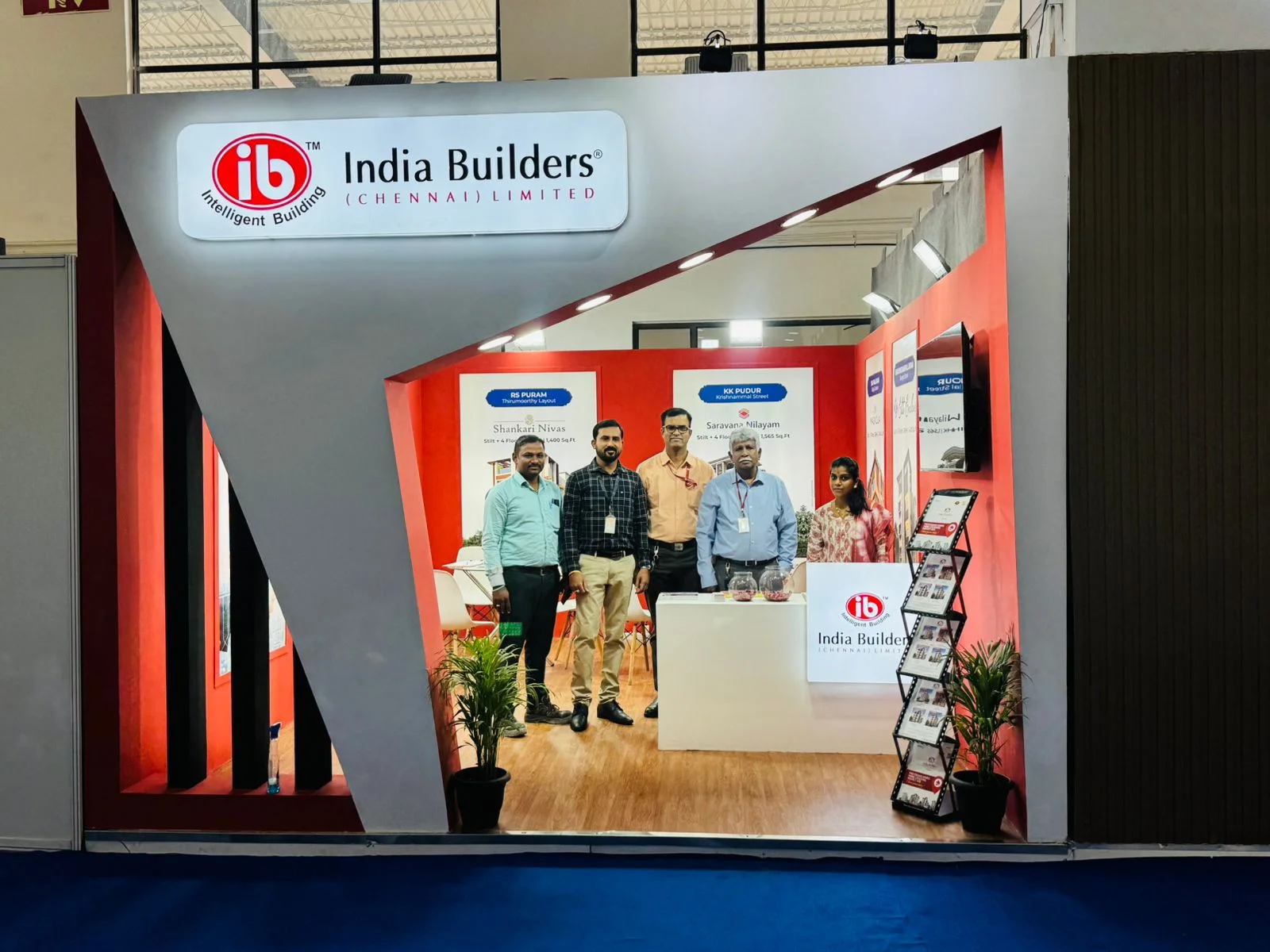 Corner exhibition stall designed and fabricated by ADMUG Studio for India Builders Chennai