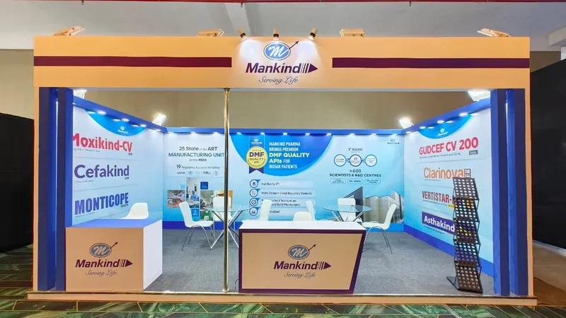 Modular exhibition stall designed and fabricated by ADMUG Studio for Mankind Pharma