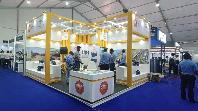 Island exhibition stall designed and fabricated by ADMUG Studio for STM Team