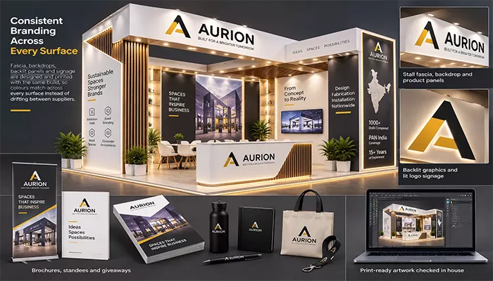Exhibition stall branding and graphics designed and printed by ADMUG Studio