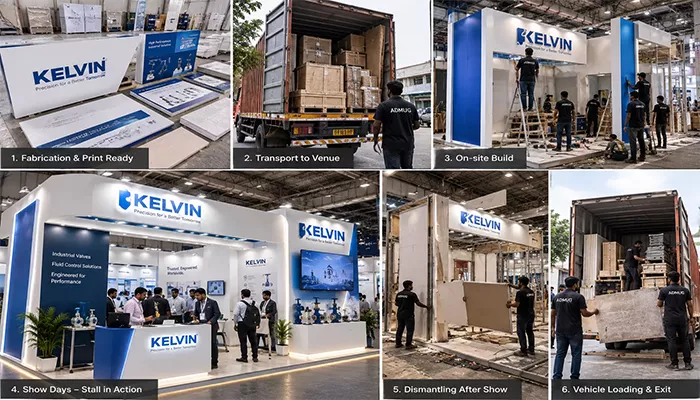 ADMUG Studio crew transporting, installing and dismantling an exhibition stall