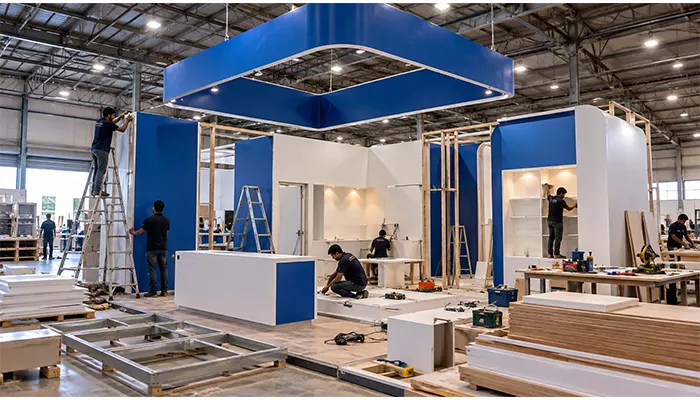 Exhibition stall being fabricated by the ADMUG Studio team